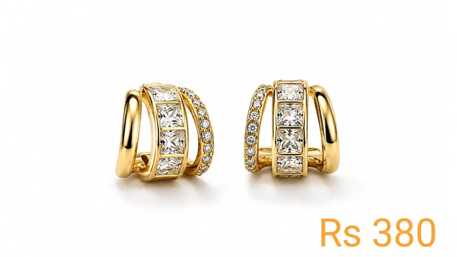 Square Crystal Huggie Hoops