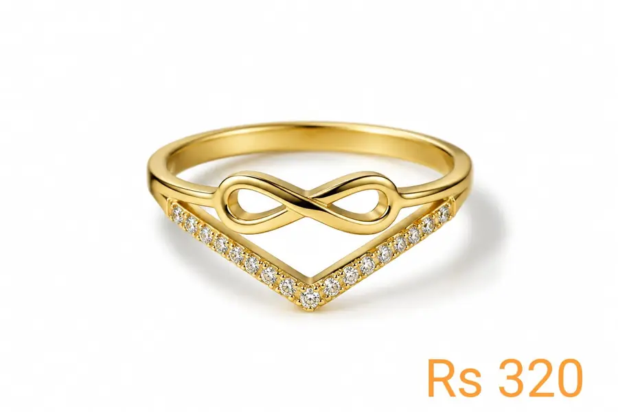 Infinity Chevron Crystal Ring