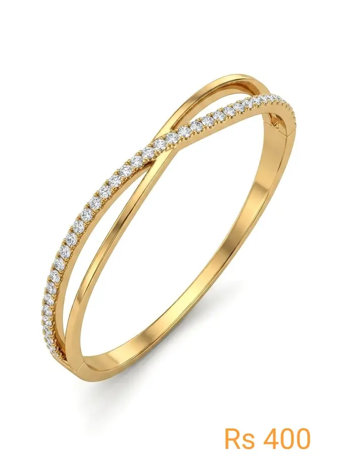 Double Wave Crystal Bangle