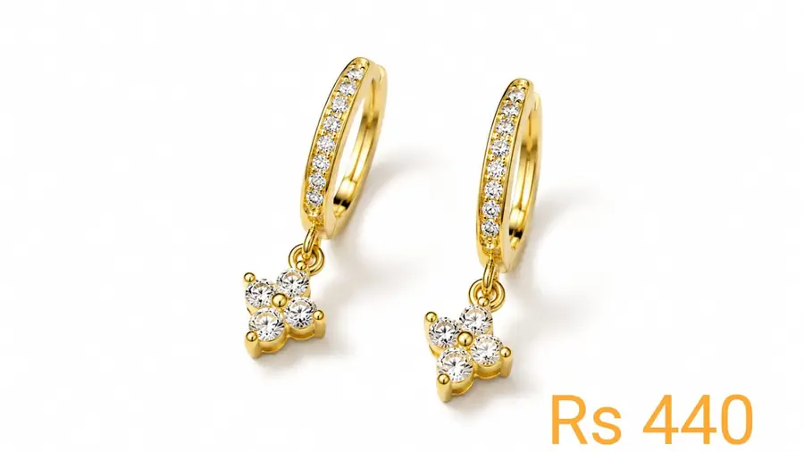 Floral Crystal Drop Hoops