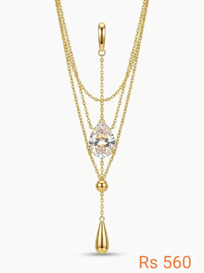 Layered Crystal Lariat Necklace
