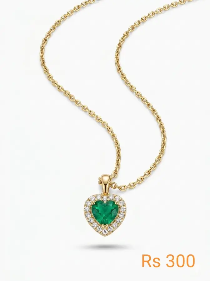Emerald Heart Halo Necklace